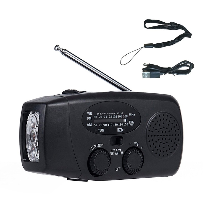 Jectse Emergency Solar Hand Crank Radio with Bright LED Flashlight