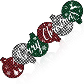 Christmas Table Runner Red and Green Buffalo Plaid Tablecloth Santa Snowflake Printed Table Cover Check Tablecloth for Xmas Home Dining Table Decoration 55.12 x 13.78 Inches (Bell Style)