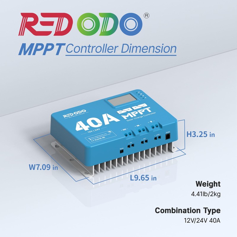 Redodo 40 Amp MPPT 12V/24V DC Input Solar Charge Controller