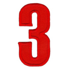 Number 3 Red Iron-On or Sew On Patch Flower Iron-On Patch for Clothes Embroidered Iron-On Patch Applique Number Three Patch Size 2.5 x 5.0 cm