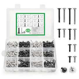 420 Stück Bohrschrauben Edelstahl Blechschrauben Selbstschneidende Schrauben Metallschrauben, Kreuzschlitz Selbstbohrende Schrauben für Stahl Kunststoff Holz Möbel(M4,2, Schwarz, Silber)
