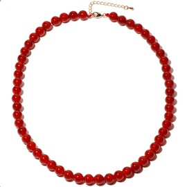 Lightock Simple Adjustable Necklaces for Women and Men Protection 8mm Reiki Crystals Beaded Necklace Good Luck Spiritual Gifts Unisex (Red Agate)
