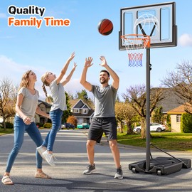 Yohood Basketball Hoop Outdoor 10ft Adjustable, Portable Basketball Hoop Goal System for Kids Youth and Adults in Backyard/Driveway/Indoor, 44 Inch Shatterproof Backboard and Larger Base
