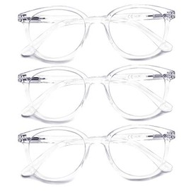 3 Pack Reading Glasses Spring Hinge Stylish Readers Black/Tortoise for Men and Women (3 Transparent, 0.75)