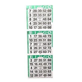 United Novelty 3 on Vertical Green Border Bingo Paper Cards- Pack of 500 Sheets