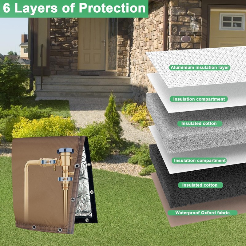 Backflow Preventer Insulated Cover (5˚F) Thick 6-Layer Fabric Pipe Insulation