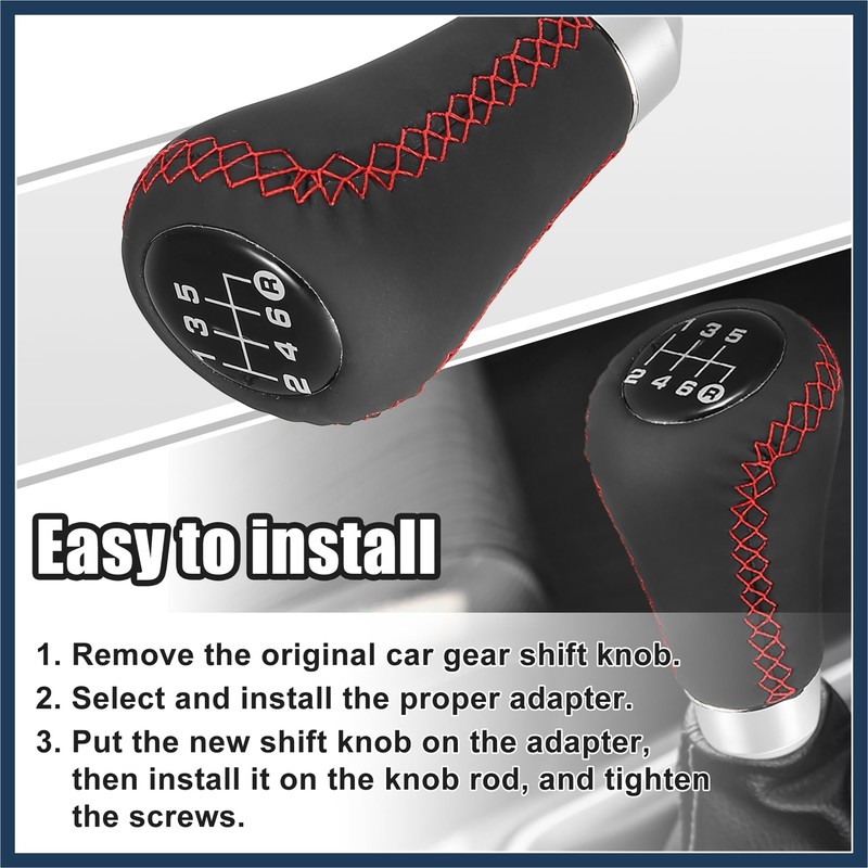 INFINAUTO Black Universal 6 Speed Car Gear Shift Knob PU
