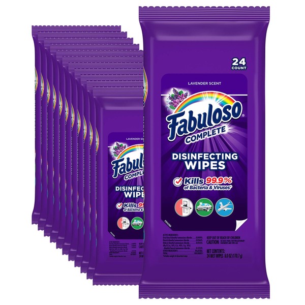 Fabuloso Complete Wipes, Lavender, 24 Count, Pack of of 12