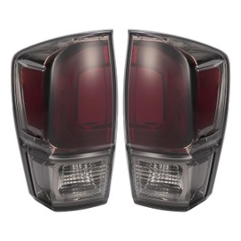 HECASA Pair Tail Lights Compatible with 2016-2023 Toyota Tacoma Replacement for 8156004230 8155004230 TO2800207 TO2801207 Rear Lights Tail Lamp w/Bulbs LH & RH - Smoke Lens Chrome Housing