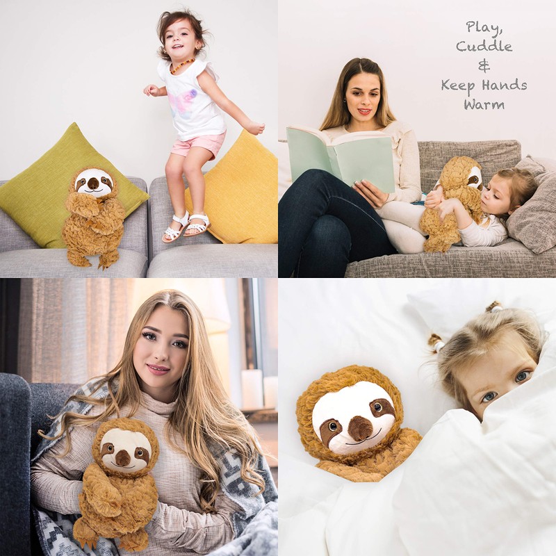 Global Gizmos Brown 46209 Plush Cuddly Toy Handwarmer Sloth