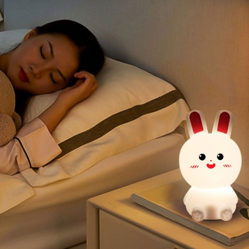 Cute Night Light Tap Control 5 Modes Rechargeable Rabbit Shape