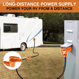 Nilight 50FT 30 Amp RV Extension Cord with Adapter 15Amp to 30Amp 125V Heavy Duty 10/3 Gauge Pure Copper STW Wire UL ETL Listed 3 Prong TT-30P TT-30R Weatherproof Suit for Generators Campers