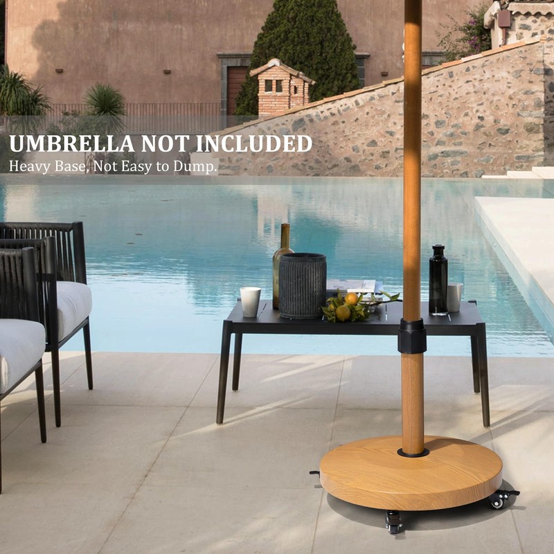 VredHom Patio Umbrella Base with 4 Wheels, 44lbs Round Heavy