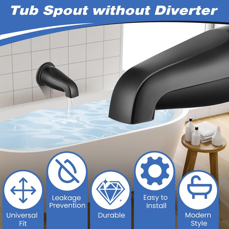 Dreyoo Tub Spout (Universal Fits 1/2" Copper Pipe, 1/2" IPS