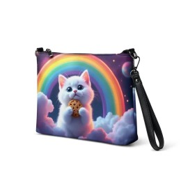 Crafty Heart Studios Crossbody Bag, Cute Rainbow Cookie Cat, Fashion Purse for Day Night Festival