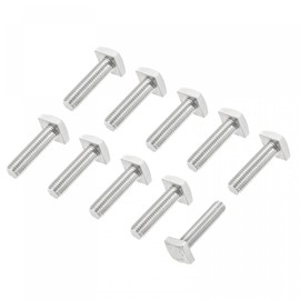 sourcing map Square Head Bolt, 10pcs M6x25mm Fully Thread 304 Stainless Steel Grade C Square Machine Screws