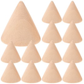 SEWACC 10pcs Unfinished Wooden Cones Natural Wood Cone Ring Holders Unpainted Wood Plain Stand Cone Blank Wooden Cones for DIY Crafts Drawing Sculpture