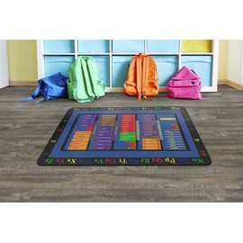 Flagship Carpets Bible Bookcase Educational Rug for Classroom, Office, Home and School Playroom Mat, Kids Bedroom Carpet, 4' x 6', Rectangle, Multicolor