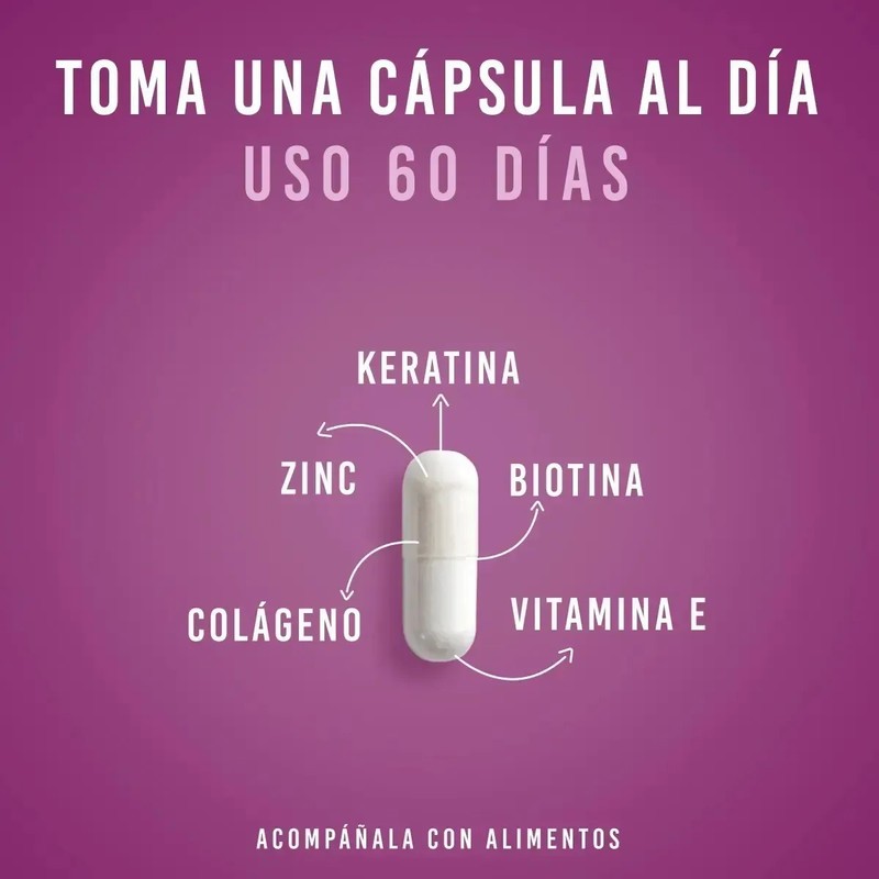 Capsulas Keratina Biotina Colageno Vitamina E Cabello Lifeed Sin Sabor