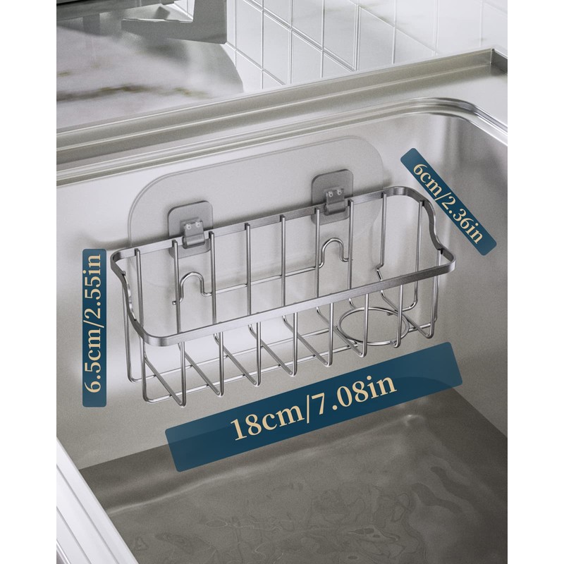 Consumest Sponge Holder for Kitchen Sink with Adhesive Hook &