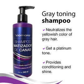 Xiomara Shampoo Matizador/Gray Toning Shampoo Abrillanta Platina Canas, 2-Pack of 8.11 Fl Oz each