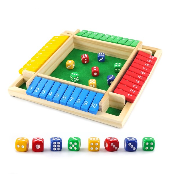 Hmfmdy Shut The Box Game, 2-4 Wooden Board Game Shut