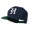 e4Hats.com Old English H Embroidered Flat Bill Cap - Navy