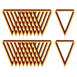 PATIKIL Award Collars with Snap Clasps, Pack of 10 Polyester Striped Medal Ribbons for Competitions, Sporting Events, Sports Parties, Black Red Yellow