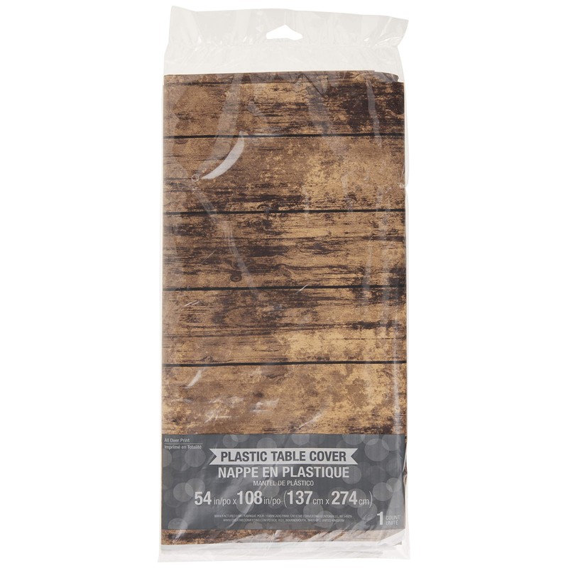 Creative Converting 329655 Wood Grain Design Plastic Tablecloth