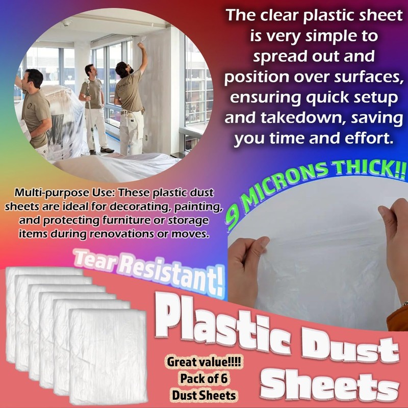 Extra Large Plastic Dust Sheets for Decorating - 12ft x