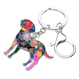 DOWAY Cute Enamel Dog Keychain Keyring Pets Dog Keyrings for Women (Multi Labrador)