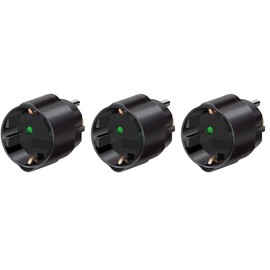 3 Adaptor Brennenstuhl Travel Plug Adaptor Socket Adaptor for USA Socket and Euro Plug Colour: Black