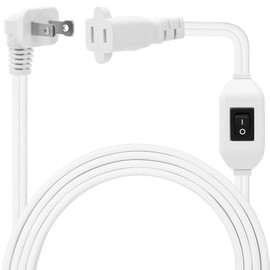 [6-Feet] On Off Switch Extension Cord, Right Angle 2-Prong Polarized Extension Cord with On-Off Inline Switch 12A 125V for Your Chargers/Lamp/Power Adapters etc, 16AWG Cord White Collor