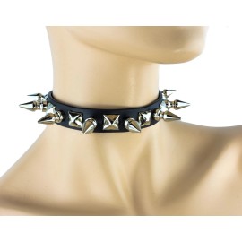 punkaddict Spike Studded Gothic Collar Genuine Leather Punk Goth Thrash Metal Choker