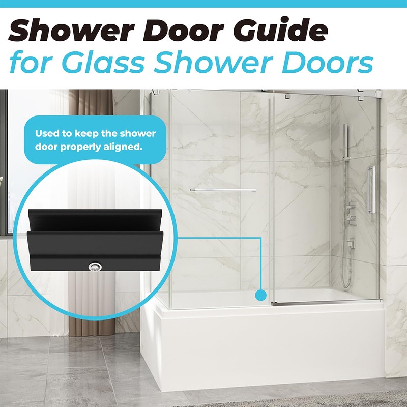 PalpitateC Black Sliding Shower Door Bottom Guide with Screw fits
