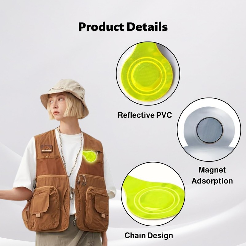Issimober Pack of 6 Magnetic Reflectors, Reflective Lapel Magnets, Reflector