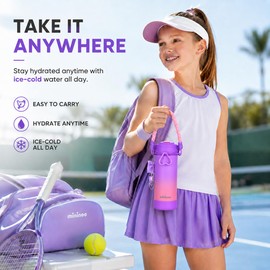 18oz Ceramic-Lined Kids Water Bottle, Insulated Water Bottle kids School