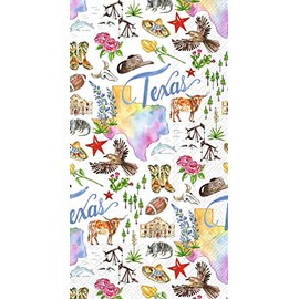 IHR Ideal Home Range Dinner Napkins Rosanne Beck State Collection Disposable 3-Ply Paper Hand Towels, 8.5" x 4.5", Texas, 16-Count