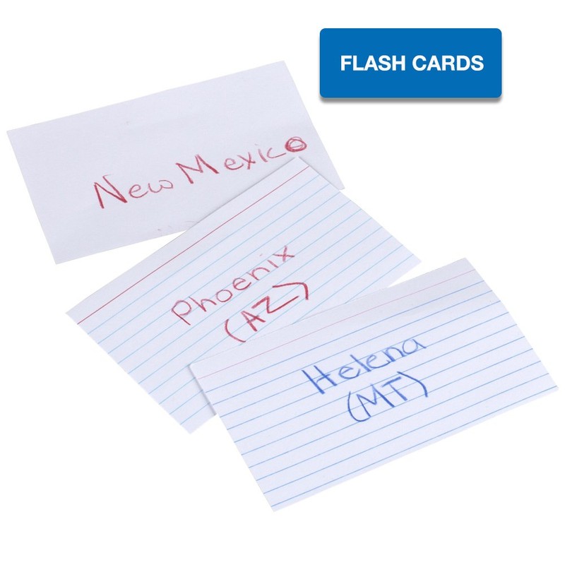 Mead Lined Index Cards, Note Cards, Ruled, 100 Count, 3"