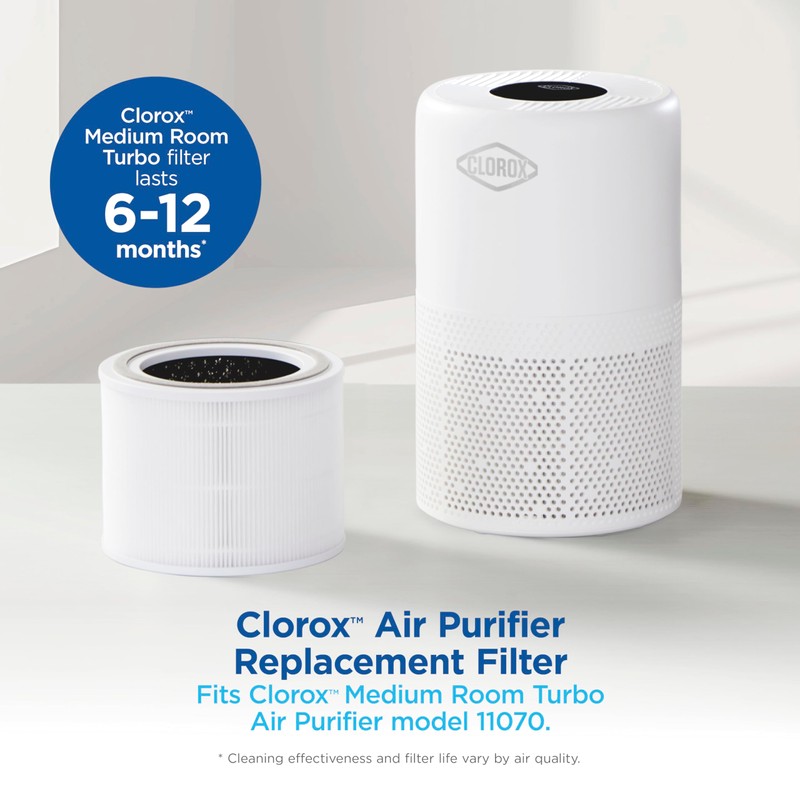 Clorox Medium Room Air Purifier True HEPA Replacement Filter, 1,000