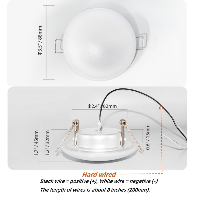 12V Recessed LED Lights-3.5” Ceiling Light with Spring Clips-RV Interior