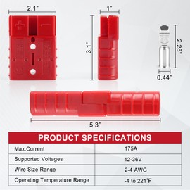 JUSTTOP Connector 4PCS,175Amp 12V to 36V Battery Quick Connect/Disconnect Connector Wire Connectors Plug Kit for 1/0 AWG Cables,Set for Car Bike ATV Winches Lifts Motors More