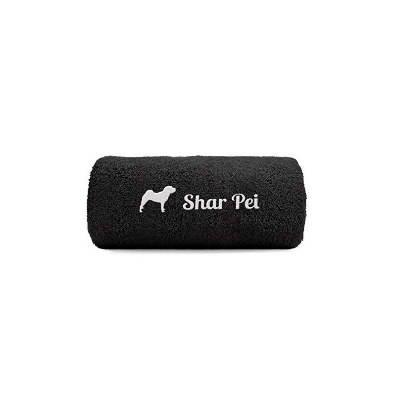 Shar Pei Hand Towel with Paw Print Design Embroidered Deluxe