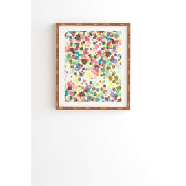 Deny Designs Ninola Designs Color Dots Watercolor Wall Art, 11 in x 13 in, Bamboo Frame