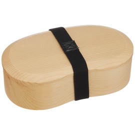 Iris Plaza BDH02A Wooden Oval Bean Lunch / Bento Box, Band Included, Width 7.1 x Depth 3.9 x Height 2.0 inches (18 x 10 x 5 cm)