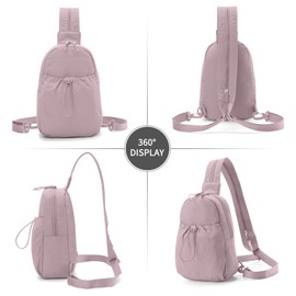 FDINF Small Sling Bag for Women Convertible Crossbody Backpack Shoulder Chest Daypack with Zipper Strap for Hiking, Pink, Daypack Backpacks