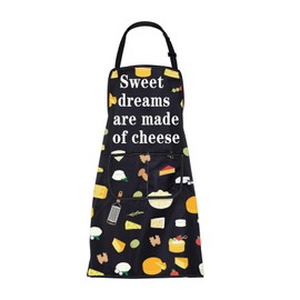 ENSIANTH Cheese Apron Gift for Cheese Lover Sweet Dreams are Made of Cheese Kitchen Chef Cooking BBQ Grill Apron with Pocket (24625 Cheese Apron)
