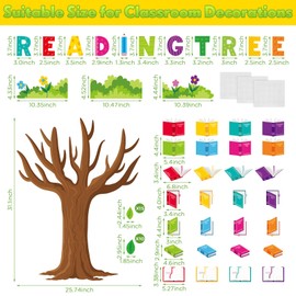 Dispowreath 77 Pcs Reading Tree Bulletin Board Set Classroom Tree Bulletin Board Reading Classroom Decoration Books Name Tags Tree Cutouts for Back to School Reading Party Chalkboard Wall Supplies
