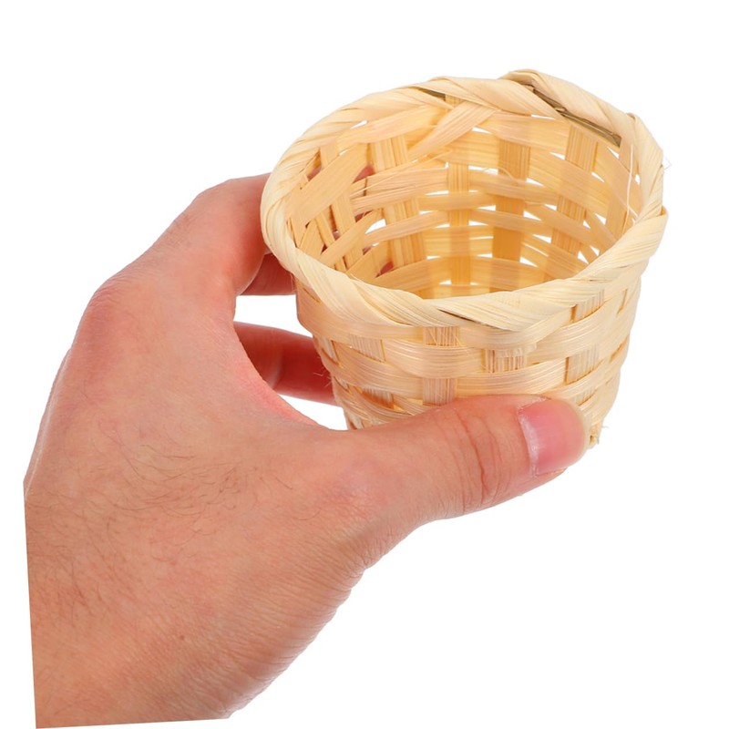 Mipcase 6pcs Handheld Bamboo Basket Miniature Woven Sundries Organizer for