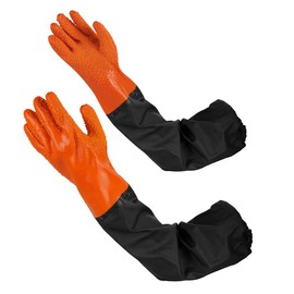 VETIN 68 cm long rubber gloves, PU pond gloves, long, waterproof, sandblasting gloves, protective gloves, chemicals, resistant to acid and alkaline